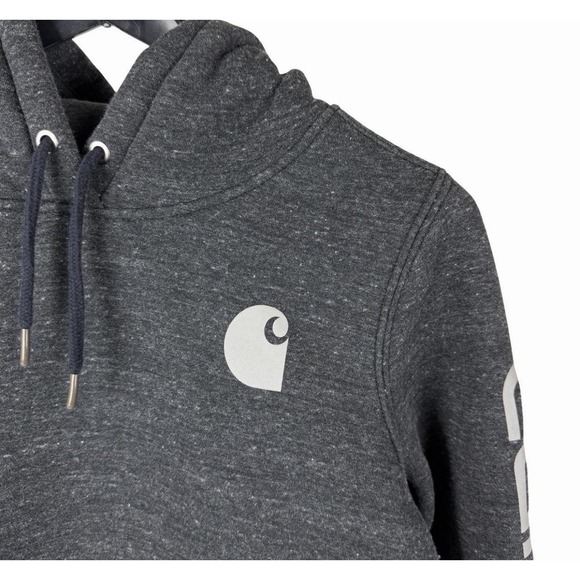 Carhartt  Women's Relaxed Fit Midweight Logo Size XL Charcoal Gray Hoodie - Picture 3 of 9